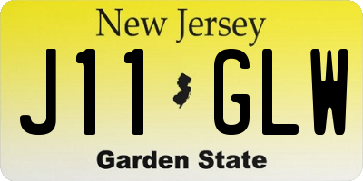 NJ license plate J11GLW