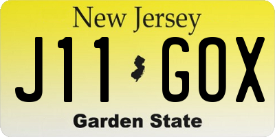 NJ license plate J11GOX