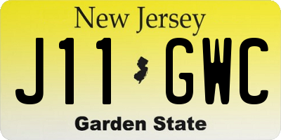 NJ license plate J11GWC