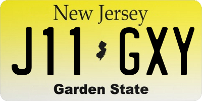 NJ license plate J11GXY