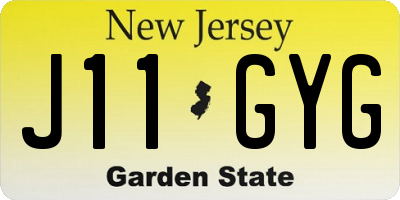 NJ license plate J11GYG