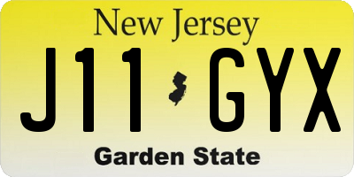 NJ license plate J11GYX