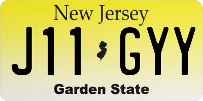 NJ license plate J11GYY