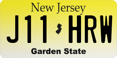 NJ license plate J11HRW