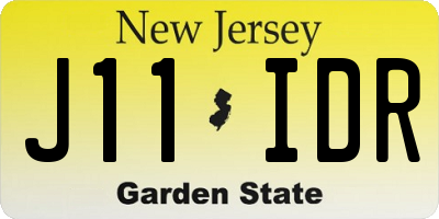 NJ license plate J11IDR