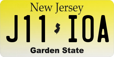 NJ license plate J11IOA