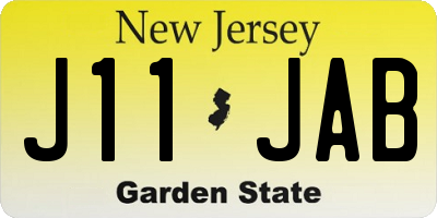 NJ license plate J11JAB