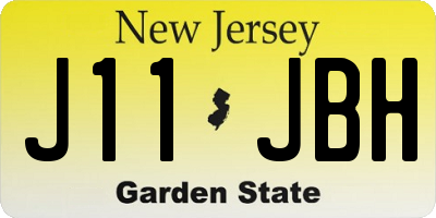 NJ license plate J11JBH