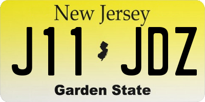 NJ license plate J11JDZ