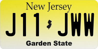 NJ license plate J11JWW