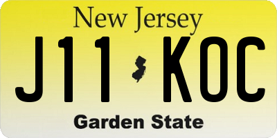 NJ license plate J11KOC