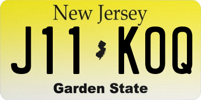 NJ license plate J11KOQ