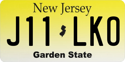 NJ license plate J11LKO