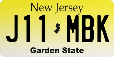 NJ license plate J11MBK