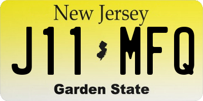 NJ license plate J11MFQ