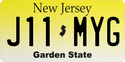 NJ license plate J11MYG