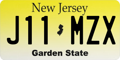 NJ license plate J11MZX