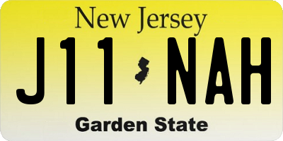 NJ license plate J11NAH