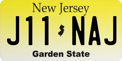 NJ license plate J11NAJ