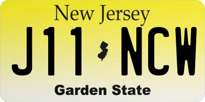NJ license plate J11NCW