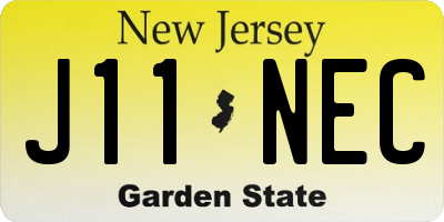 NJ license plate J11NEC