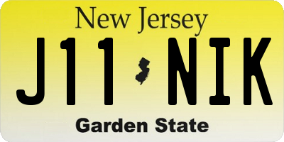 NJ license plate J11NIK