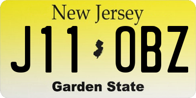 NJ license plate J11OBZ