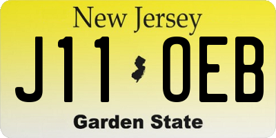 NJ license plate J11OEB
