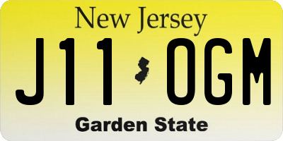NJ license plate J11OGM
