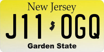NJ license plate J11OGQ