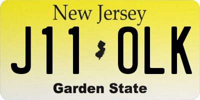 NJ license plate J11OLK