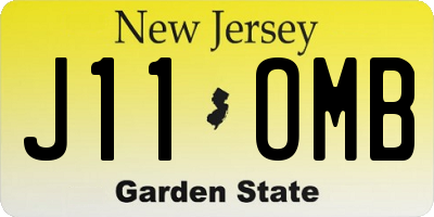 NJ license plate J11OMB