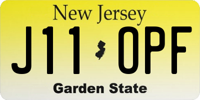 NJ license plate J11OPF