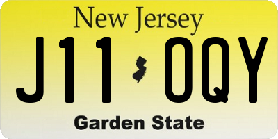 NJ license plate J11OQY