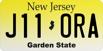 NJ license plate J11ORA