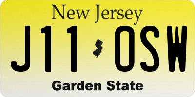 NJ license plate J11OSW