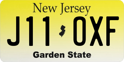 NJ license plate J11OXF
