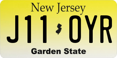NJ license plate J11OYR
