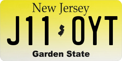 NJ license plate J11OYT