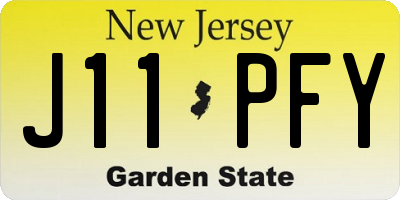 NJ license plate J11PFY