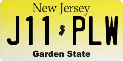 NJ license plate J11PLW