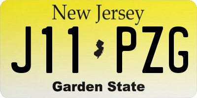 NJ license plate J11PZG