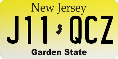 NJ license plate J11QCZ