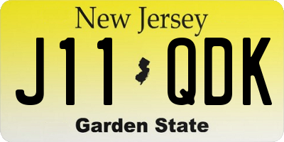 NJ license plate J11QDK