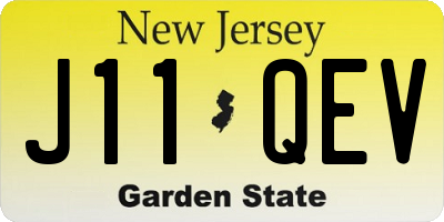 NJ license plate J11QEV