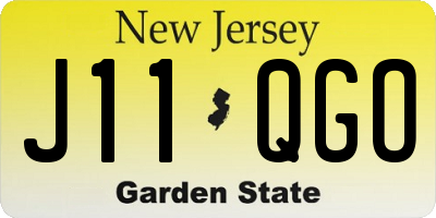 NJ license plate J11QGO