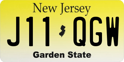 NJ license plate J11QGW