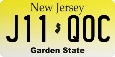 NJ license plate J11QOC