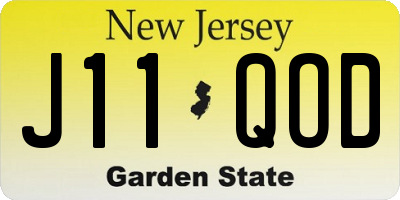 NJ license plate J11QOD