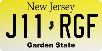 NJ license plate J11RGF
